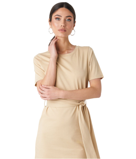 Beige Cotton Wrap Blouse With Rings